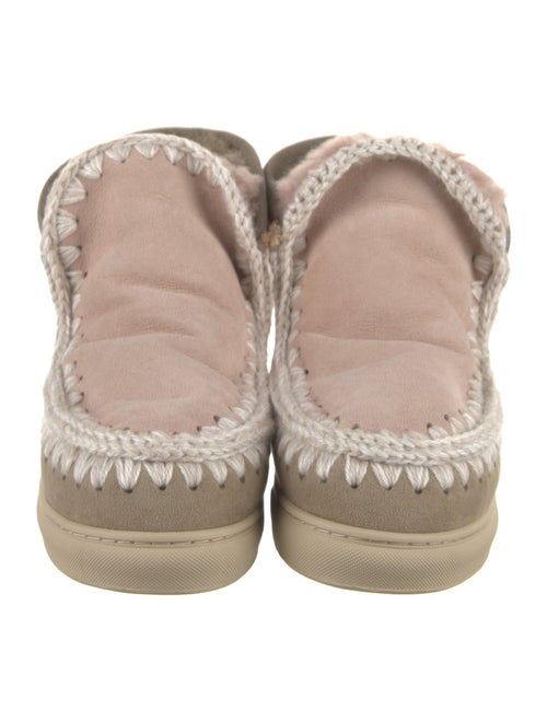 Mou Suede Colorblock Pattern Lace-Up Boots