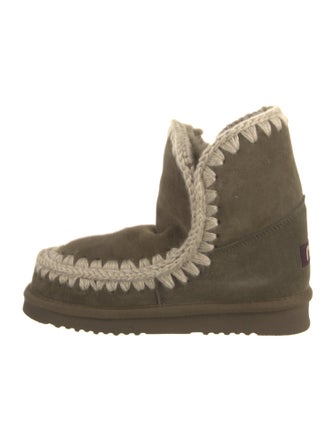 Mou Suede Colorblock Pattern Lace-Up Boots