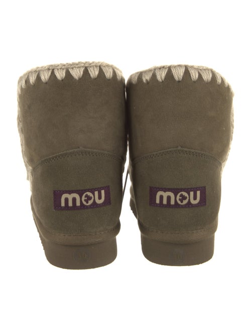 Mou Suede Colorblock Pattern Lace-Up Boots