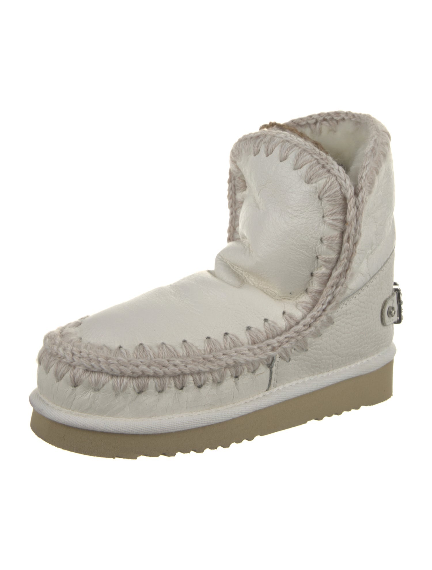 Mou Leather Colorblock Pattern Combat Boots