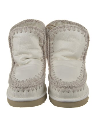 Mou Leather Colorblock Pattern Combat Boots