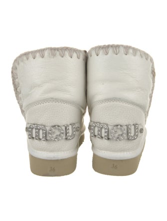 Mou Leather Colorblock Pattern Combat Boots