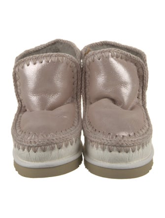 Mou Leather Colorblock Pattern Lace-Up Boots