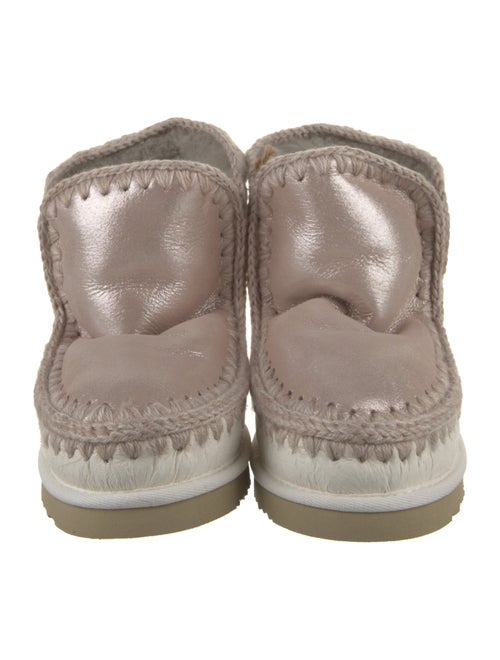 Mou Leather Colorblock Pattern Lace-Up Boots