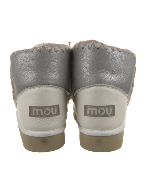 Mou Leather Colorblock Pattern Lace-Up Boots