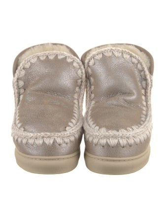 Mou Leather Colorblock Pattern Lace-Up Boots