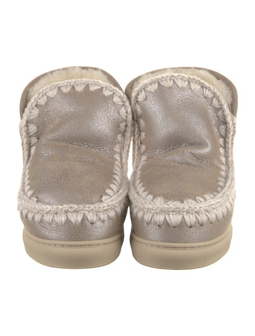 Mou Leather Colorblock Pattern Lace-Up Boots