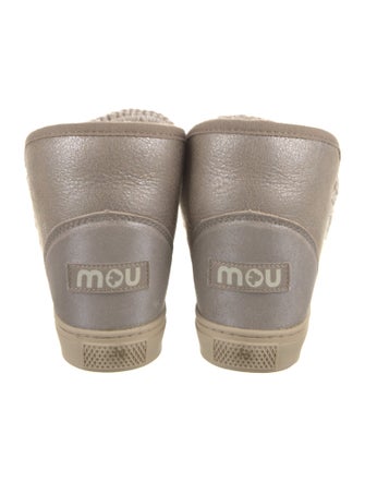 Mou Leather Colorblock Pattern Lace-Up Boots