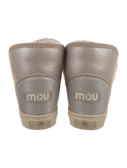 Mou Leather Colorblock Pattern Lace-Up Boots