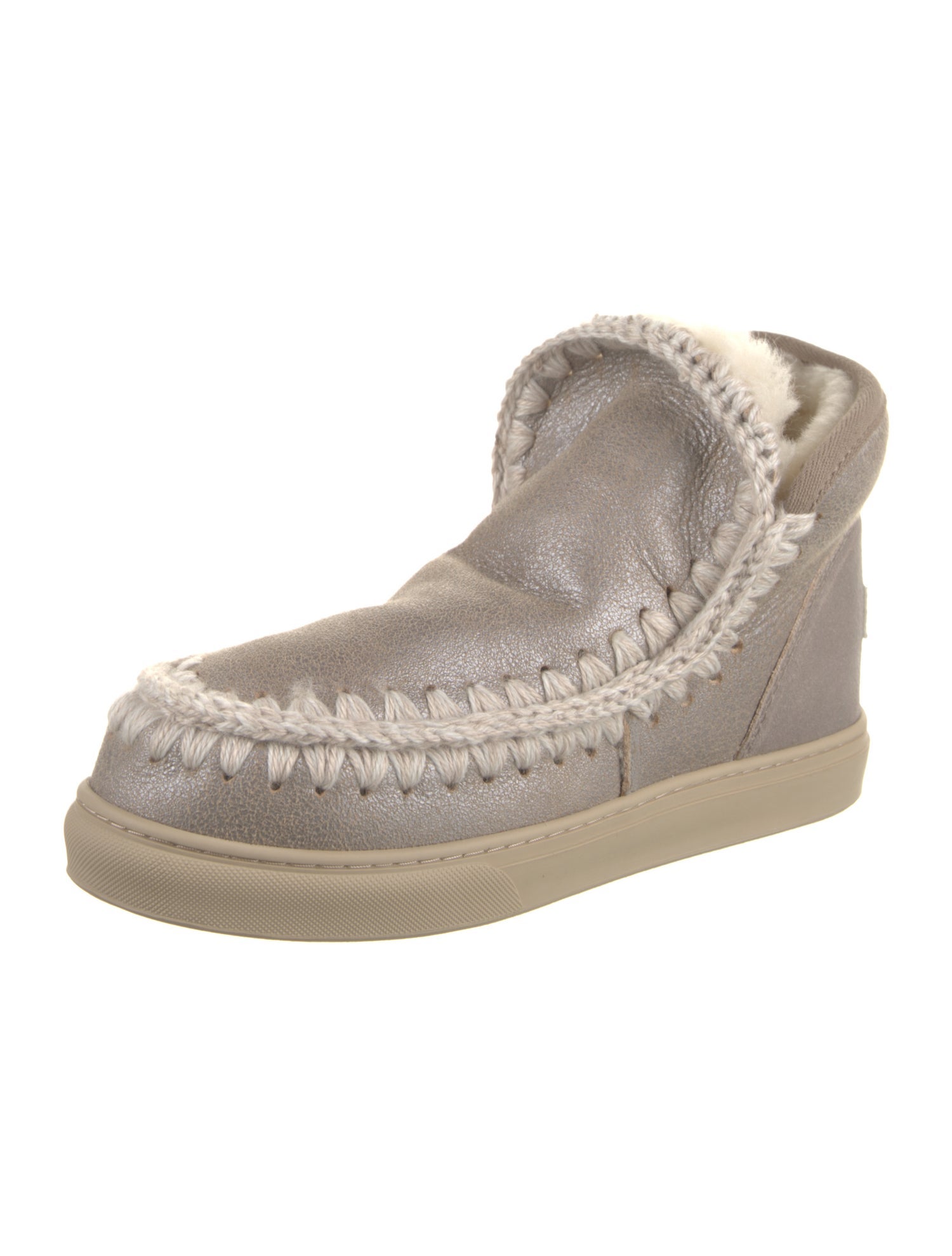 Mou Leather Colorblock Pattern Lace-Up Boots