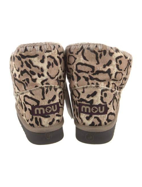 Mou Ponyhair Animal Print Lace-Up Boots