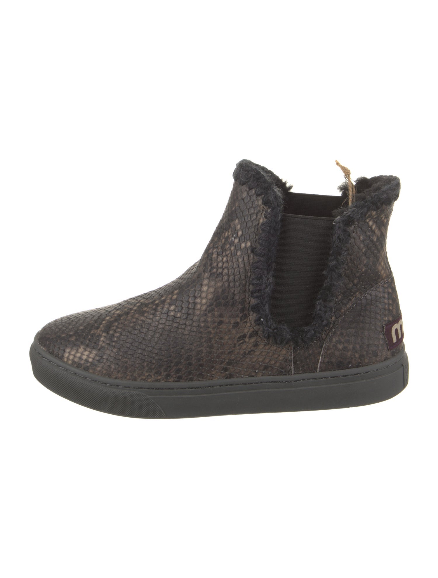 Mou Embossed Leather Animal Print Chelsea Boots