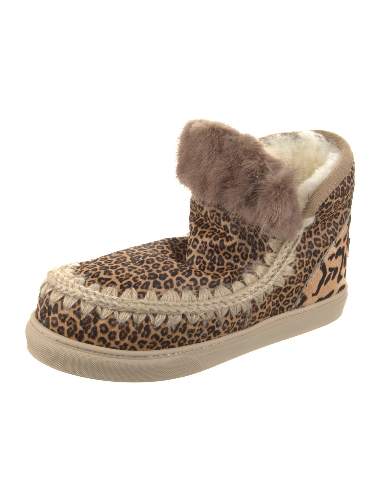 Mou Ponyhair Printed Lace-Up Boots