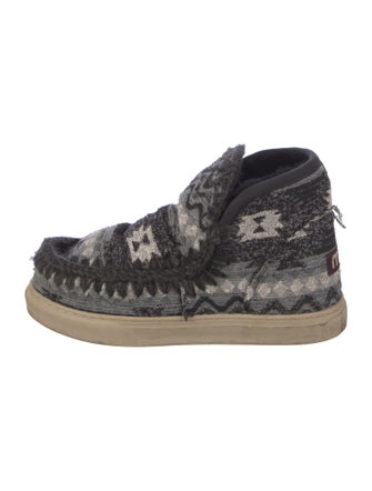 Mou Wool Printed Lace-Up Boots