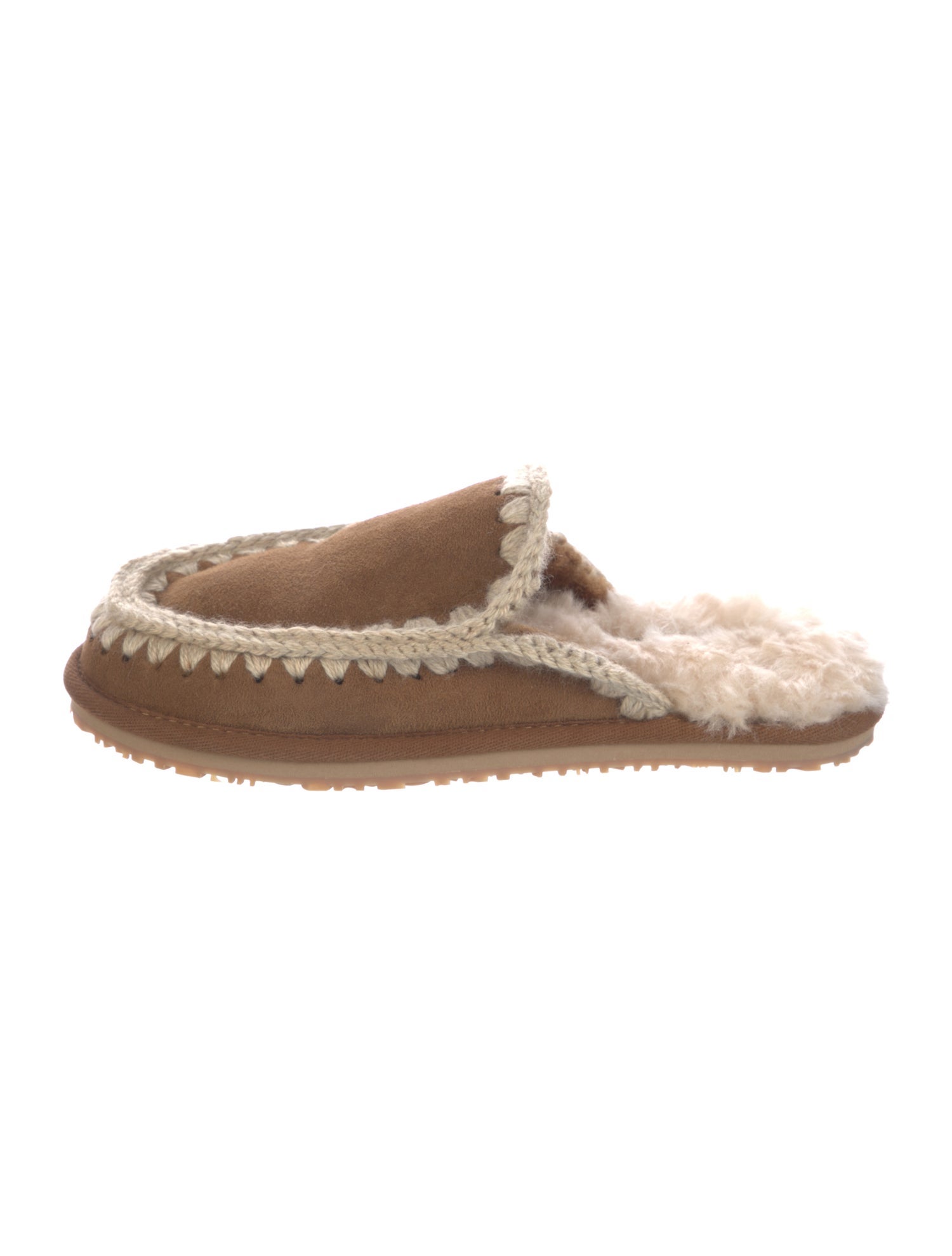 Mou Suede Whipstitch Trim Mules