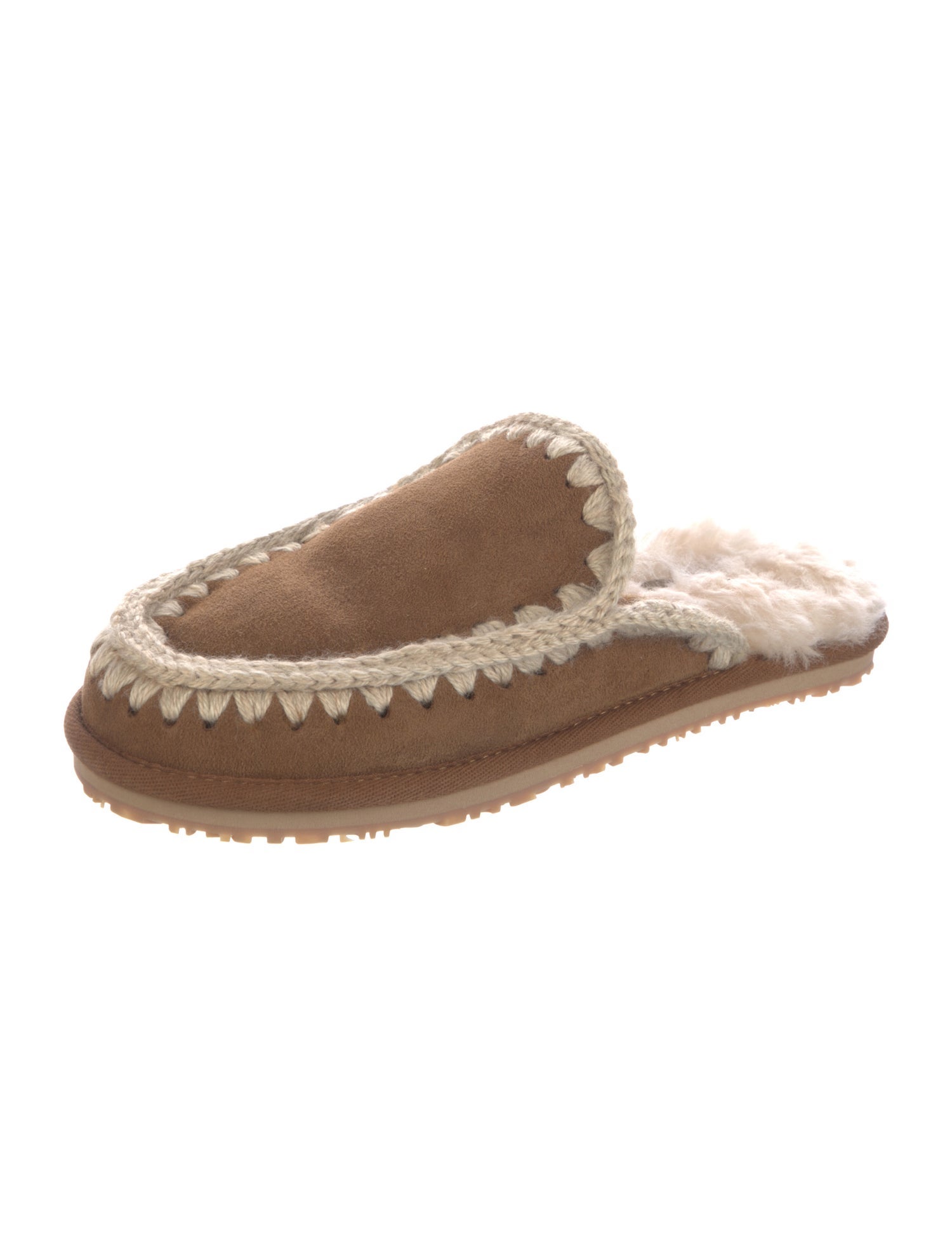 Mou Suede Whipstitch Trim Mules