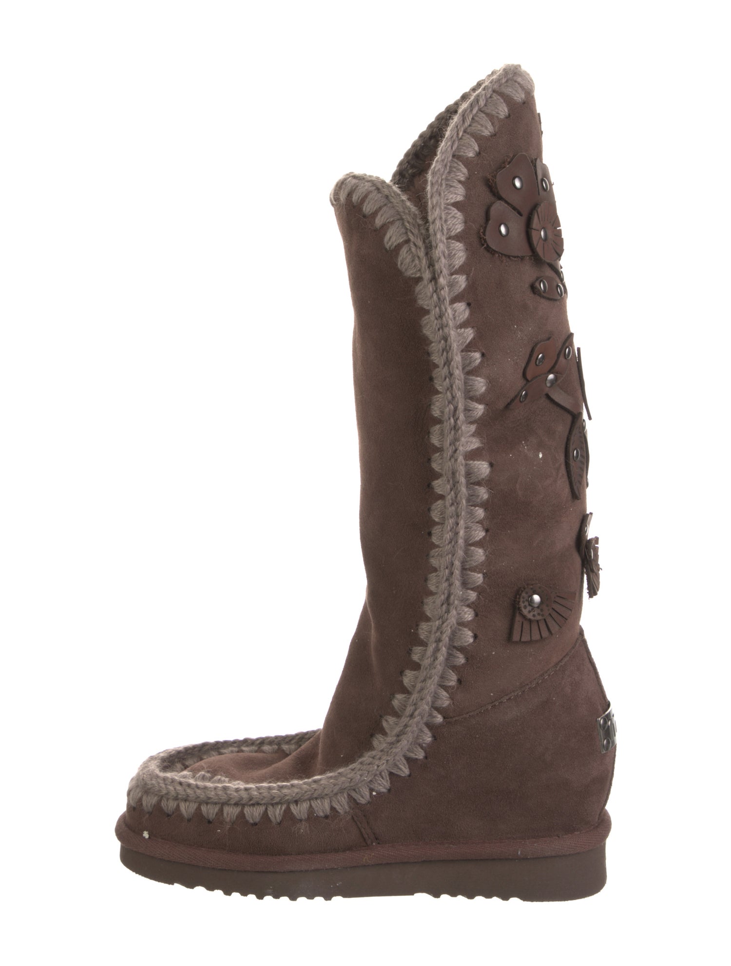 Mou Suede Colorblock Pattern Combat Boots