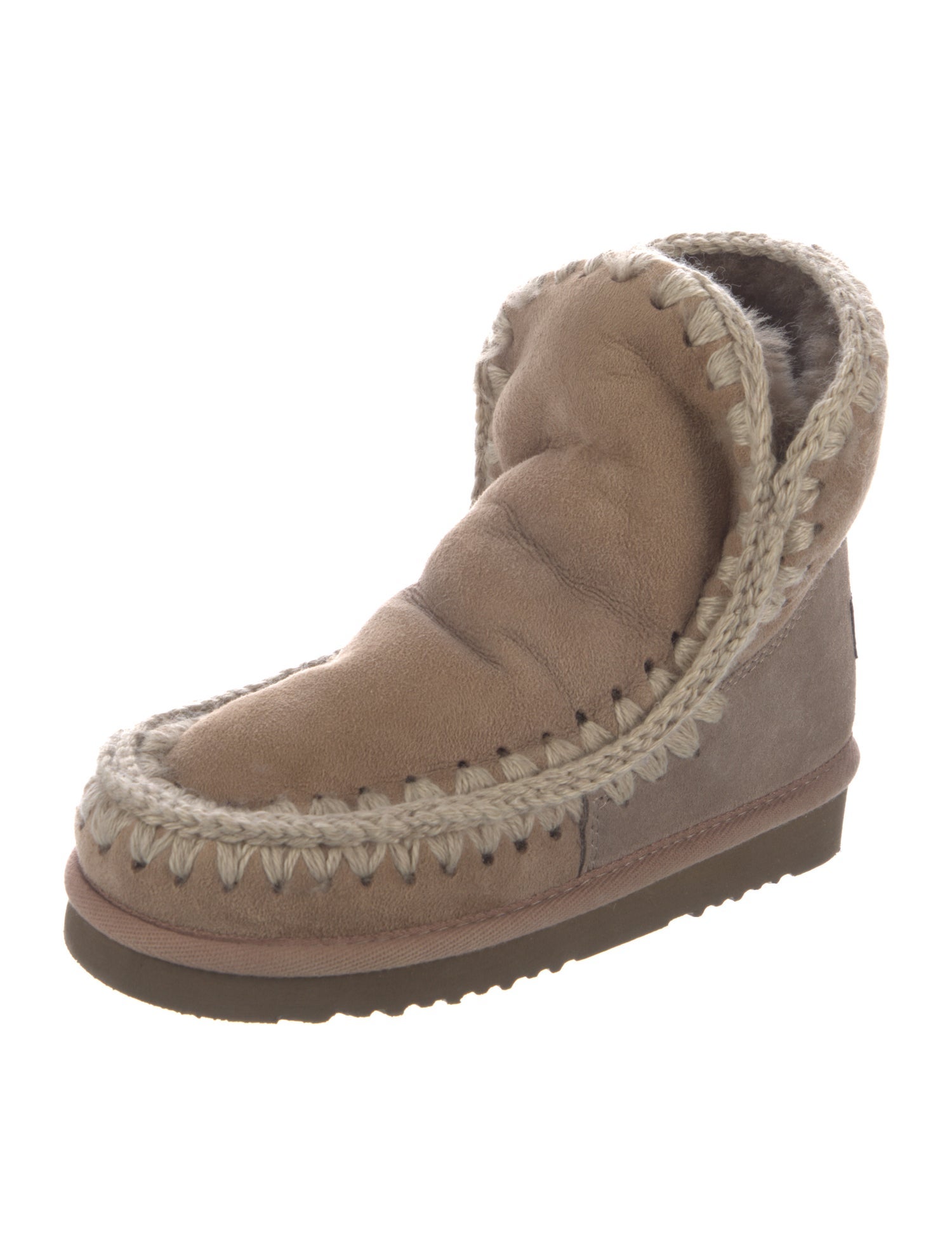 Mou Suede Crochet Trim Lace-Up Boots