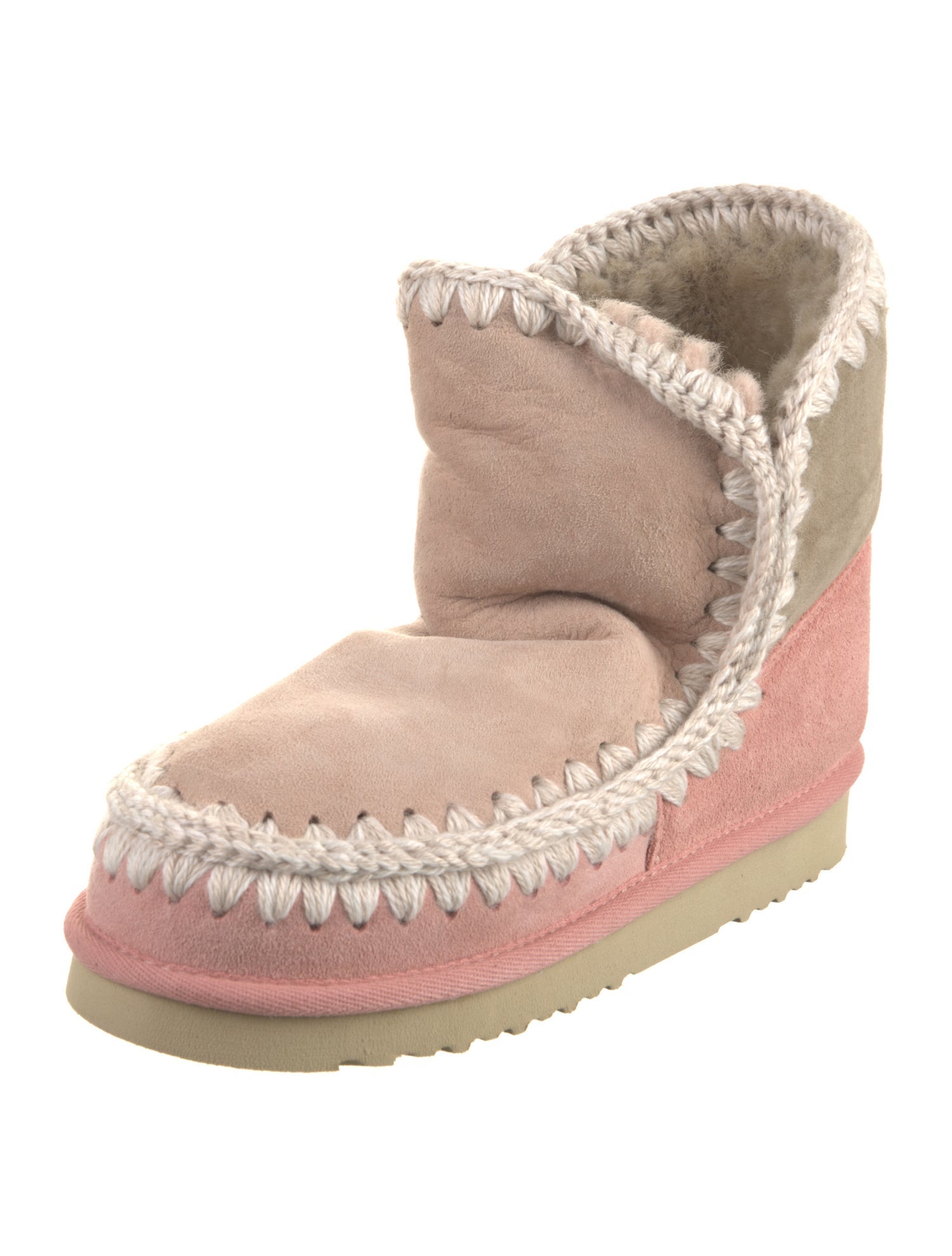 Mou Suede Colorblock Pattern Boots