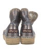 Mou Embossed Leather Colorblock Pattern Lace-Up Boots