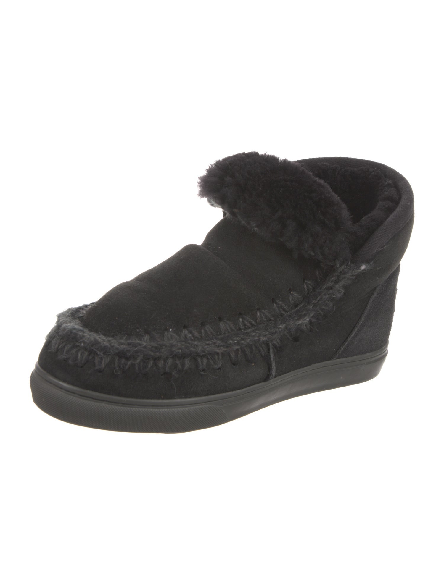 Mou Suede Fur Trim Lace-Up Boots