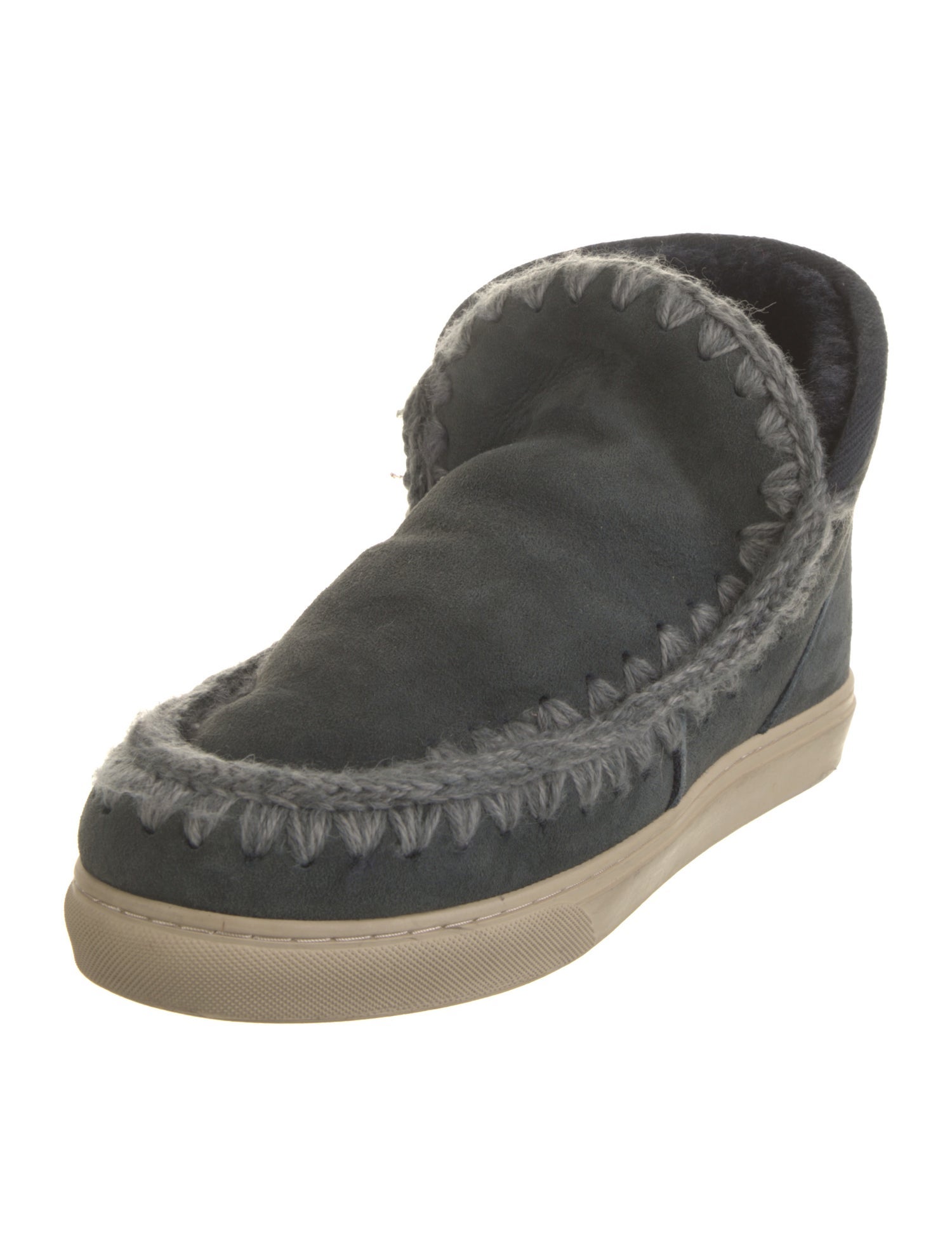 Mou Suede Colorblock Pattern Lace-Up Boots