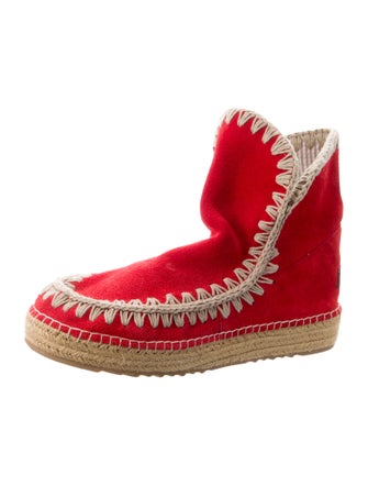 Mou Suede Colorblock Pattern Lace-Up Boots