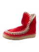 Mou Suede Colorblock Pattern Lace-Up Boots