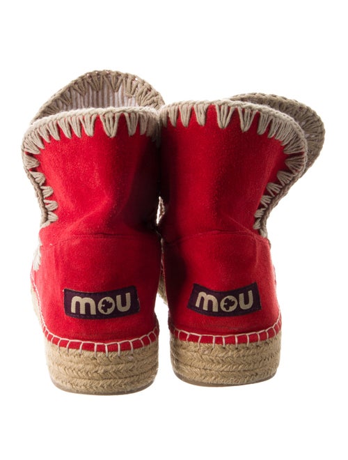 Mou Suede Colorblock Pattern Lace-Up Boots