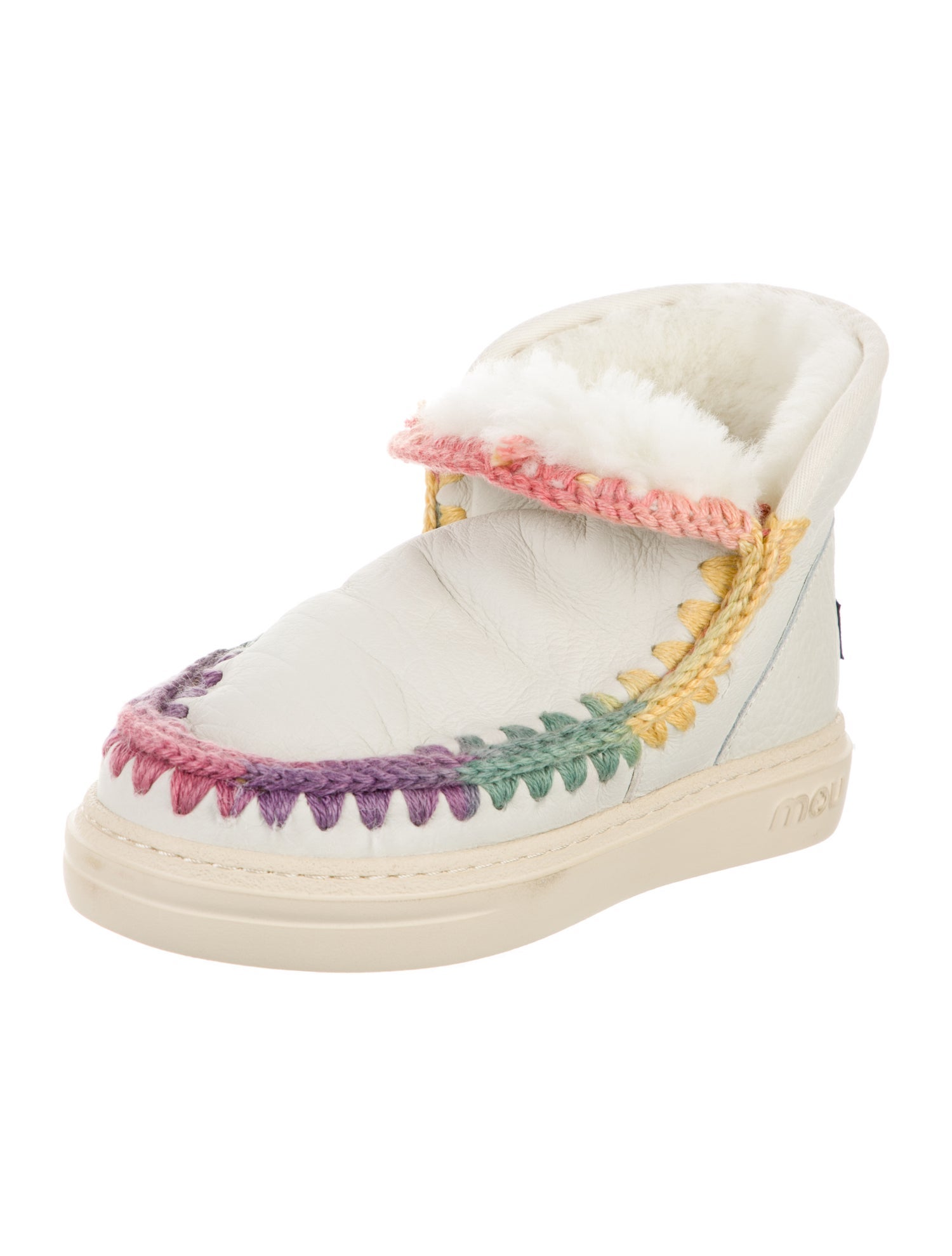 Mou Leather Patterned Lace-Up Boots