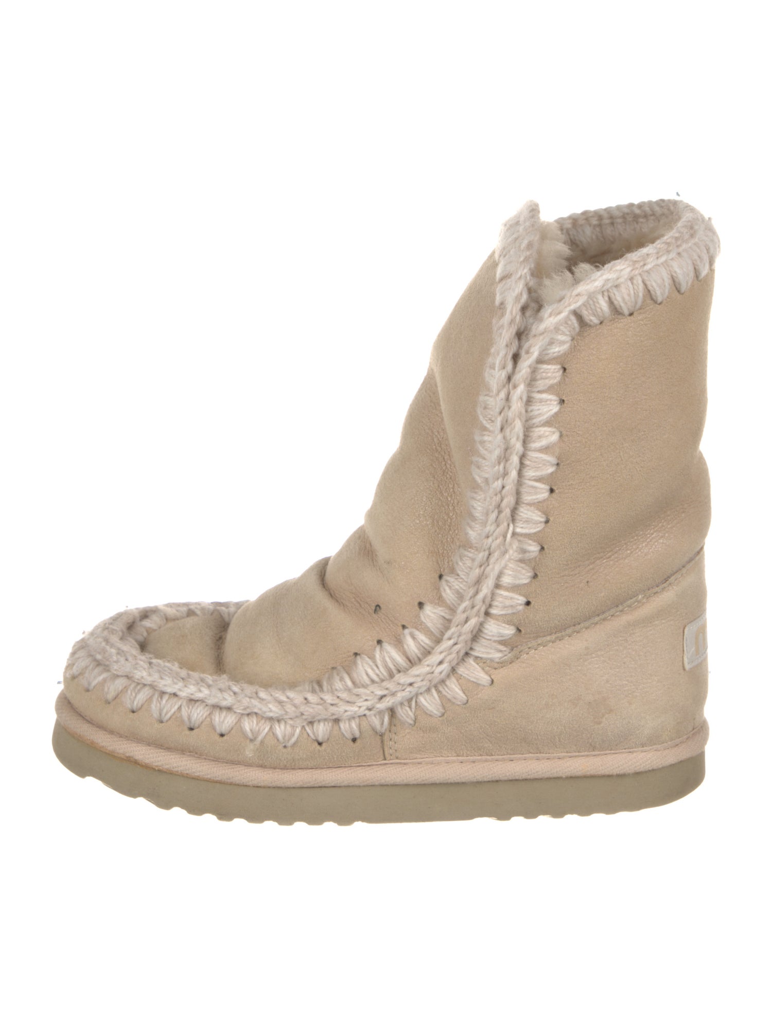 Mou Suede Embroidered Accent Lace-Up Boots