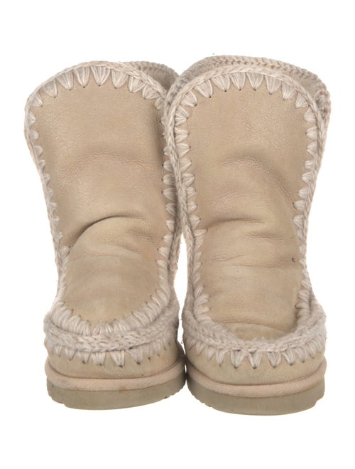 Mou Suede Embroidered Accent Lace-Up Boots