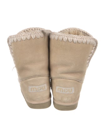 Mou Suede Embroidered Accent Lace-Up Boots