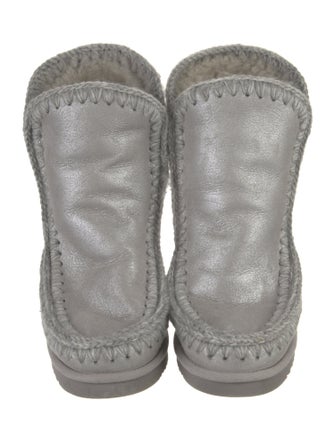 Mou Leather Crochet Trim Boots