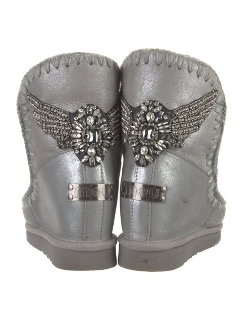 Mou Leather Crochet Trim Boots