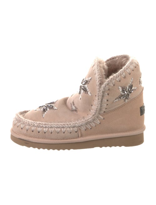 Mou Suede Crystal Embellishments Lace-Up Boots