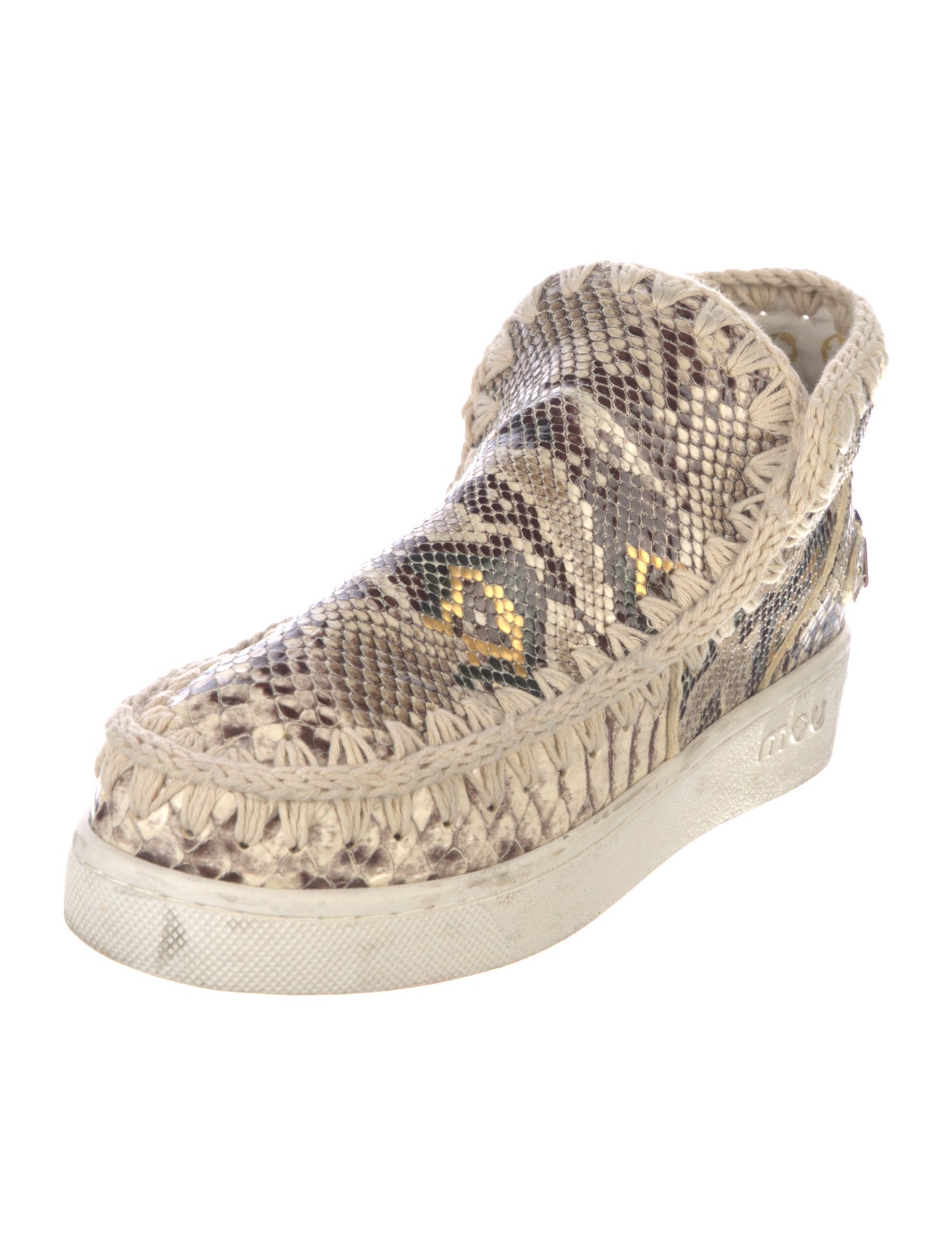 Mou Snakeskin Animal Print Lace-Up Boots