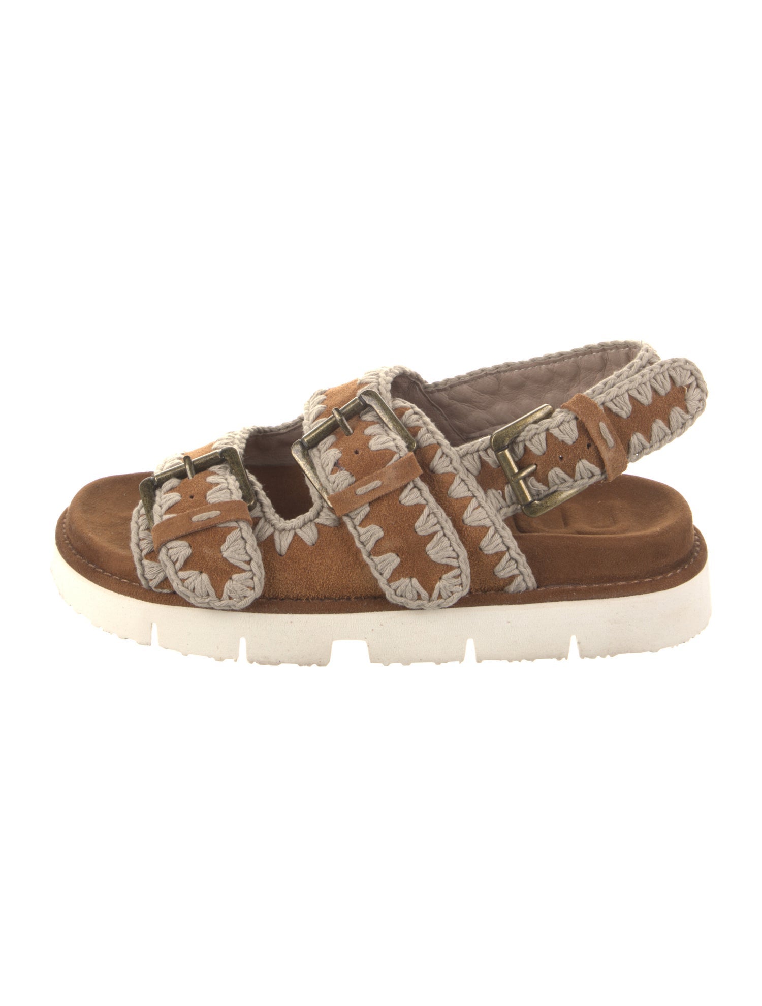 Mou Suede Whipstitch Trim Sandals