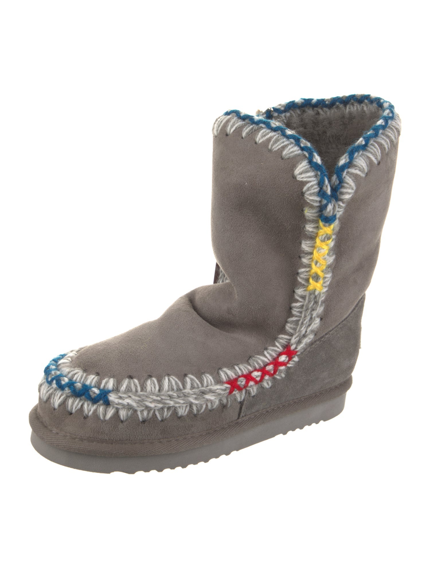 Mou Suede Braided Accents Lace-Up Boots