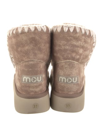 Mou Suede Colorblock Pattern Combat Boots