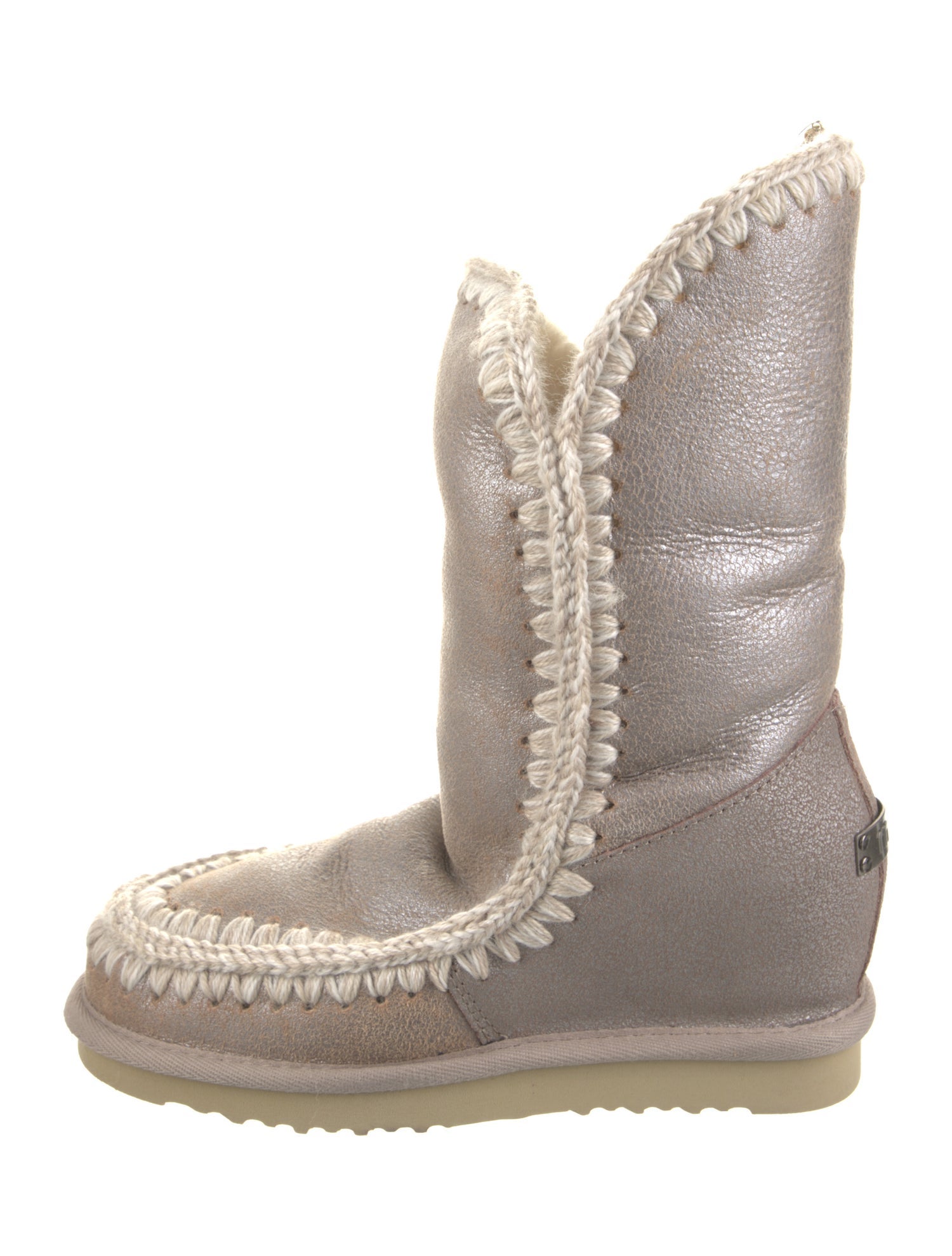 Mou Suede Colorblock Pattern Boots