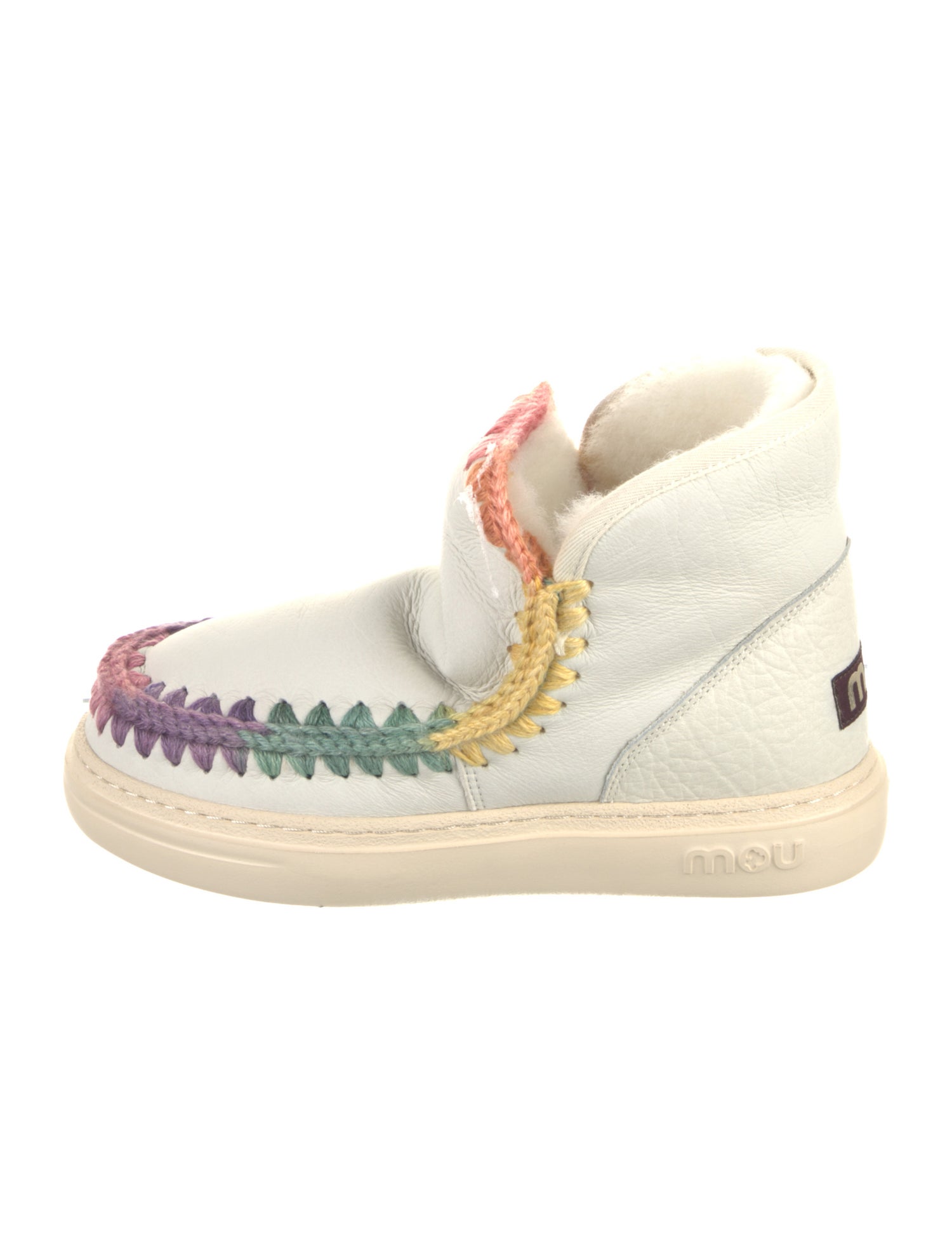 Mou Leather Colorblock Pattern Wedge Sneakers