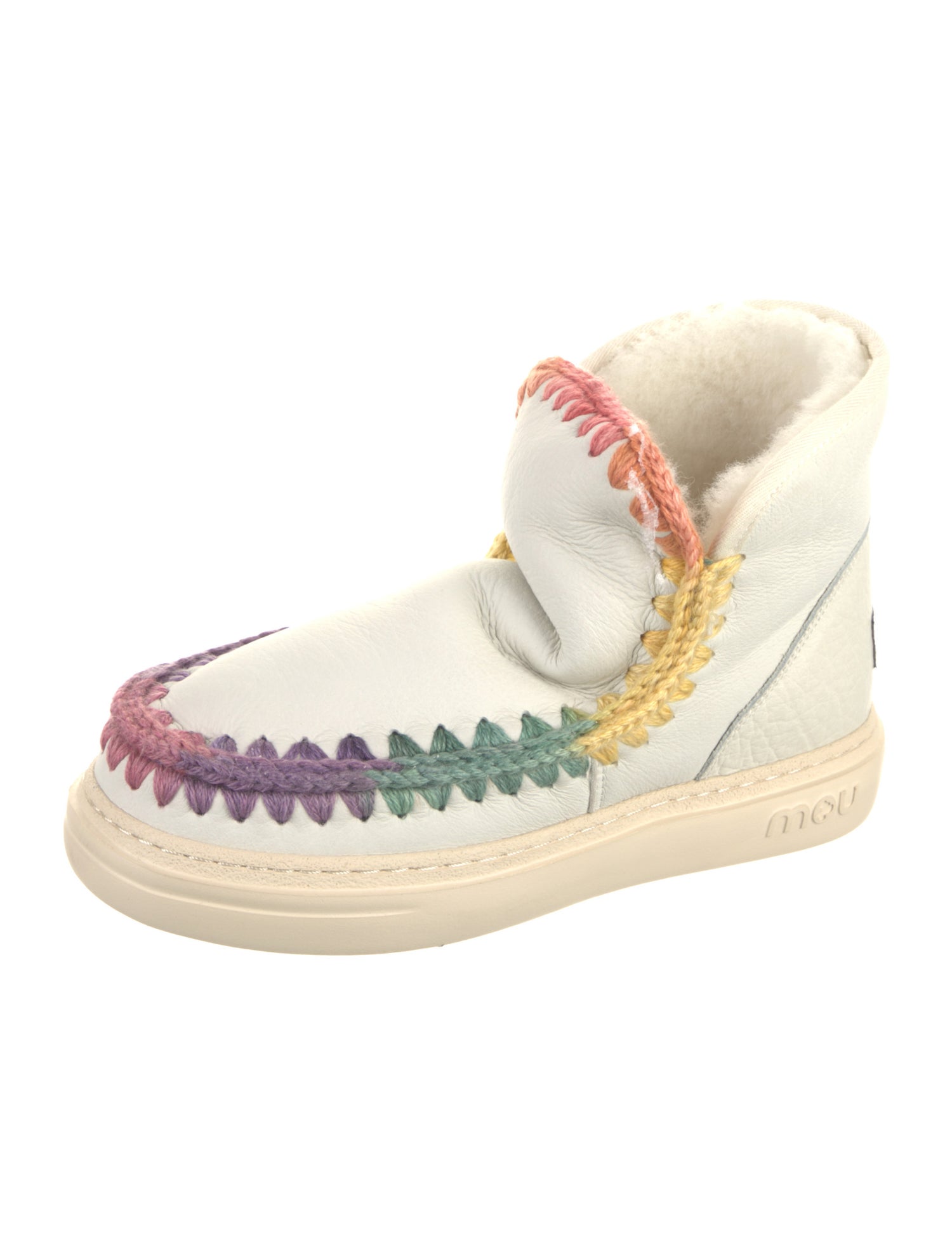Mou Leather Colorblock Pattern Wedge Sneakers