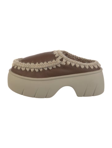 Mou Pumps Leather Colorblock Pattern Mules IT 37 | 7