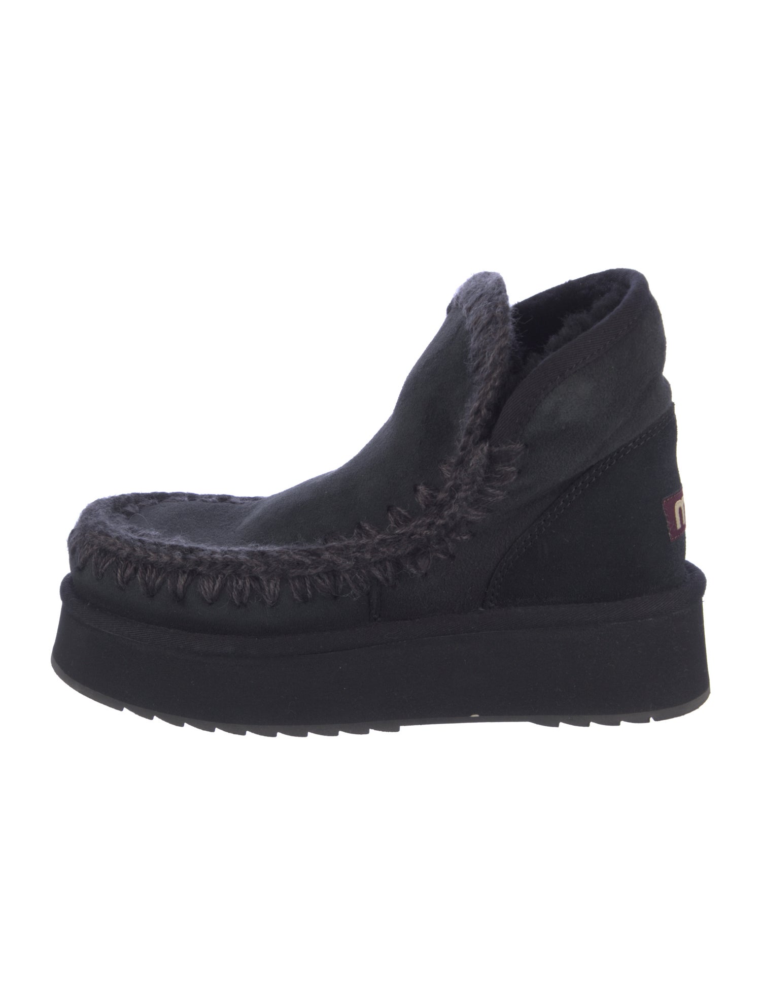 Mou Suede Whipstitch Trim Boots