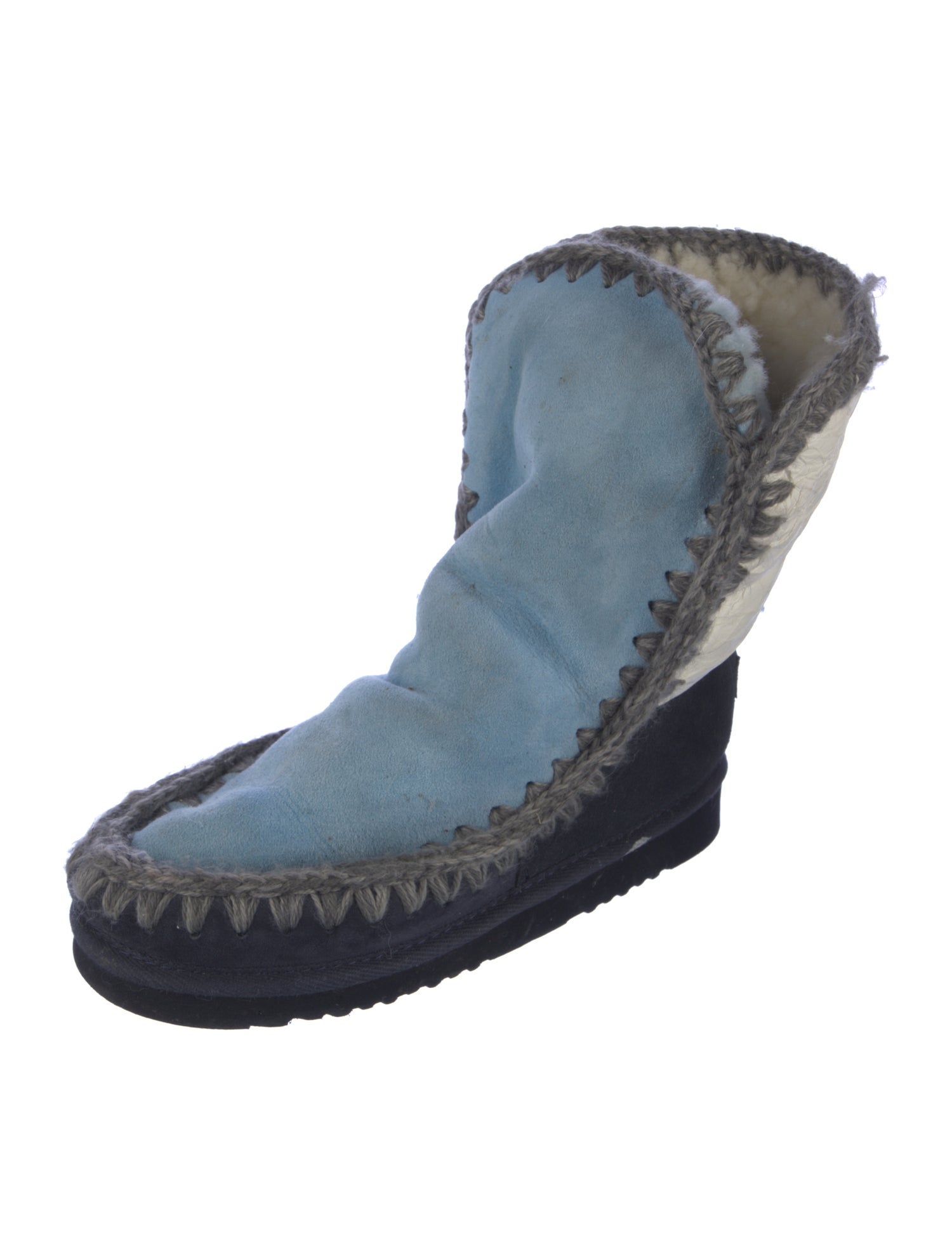 Mou Suede Colorblock Pattern Combat Boots