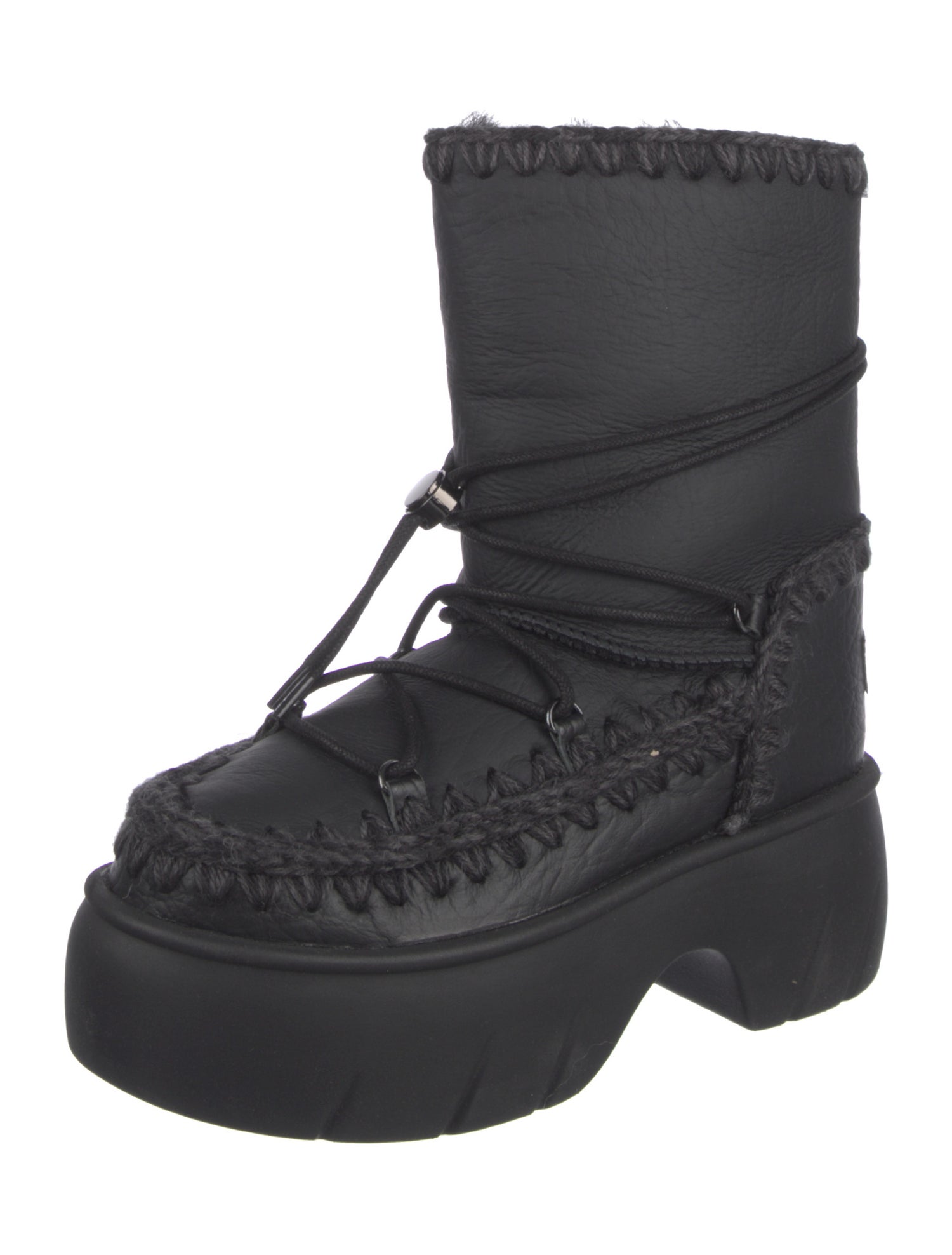 Mou Leather Whipstitch Trim Lace-Up Boots w/ Tags