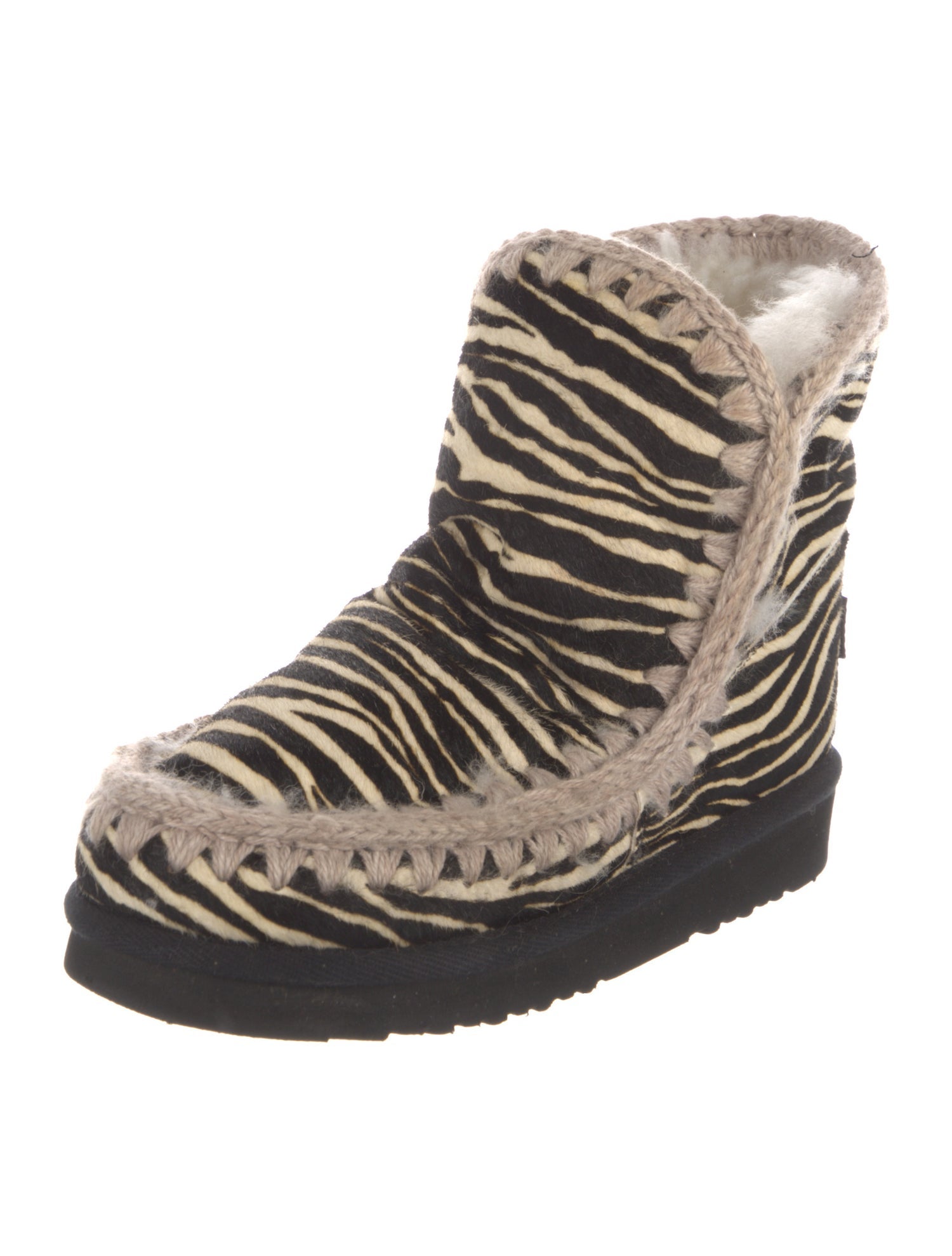 Mou Ponyhair Animal Print Boots