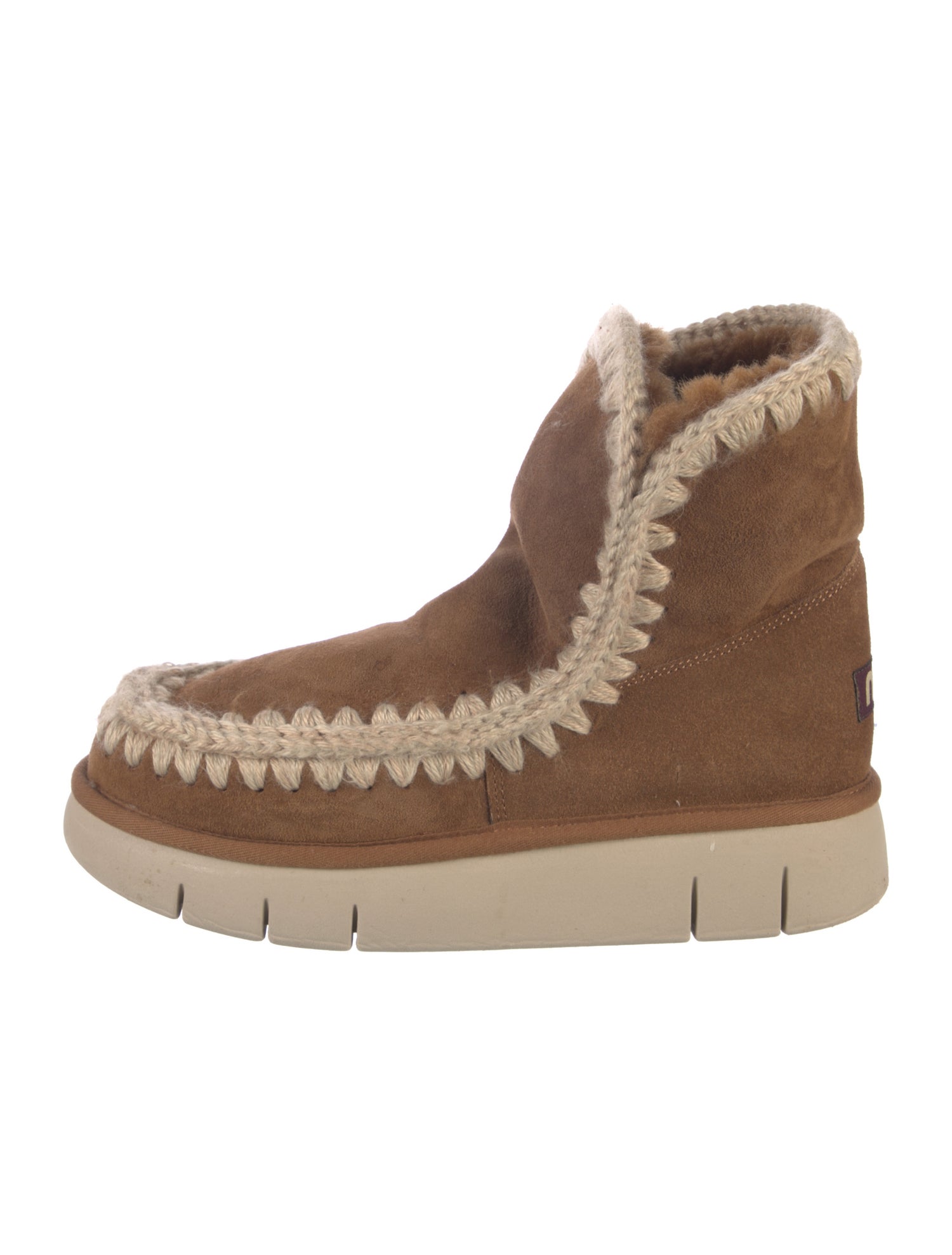 Mou Suede Colorblock Pattern Lace-Up Boots