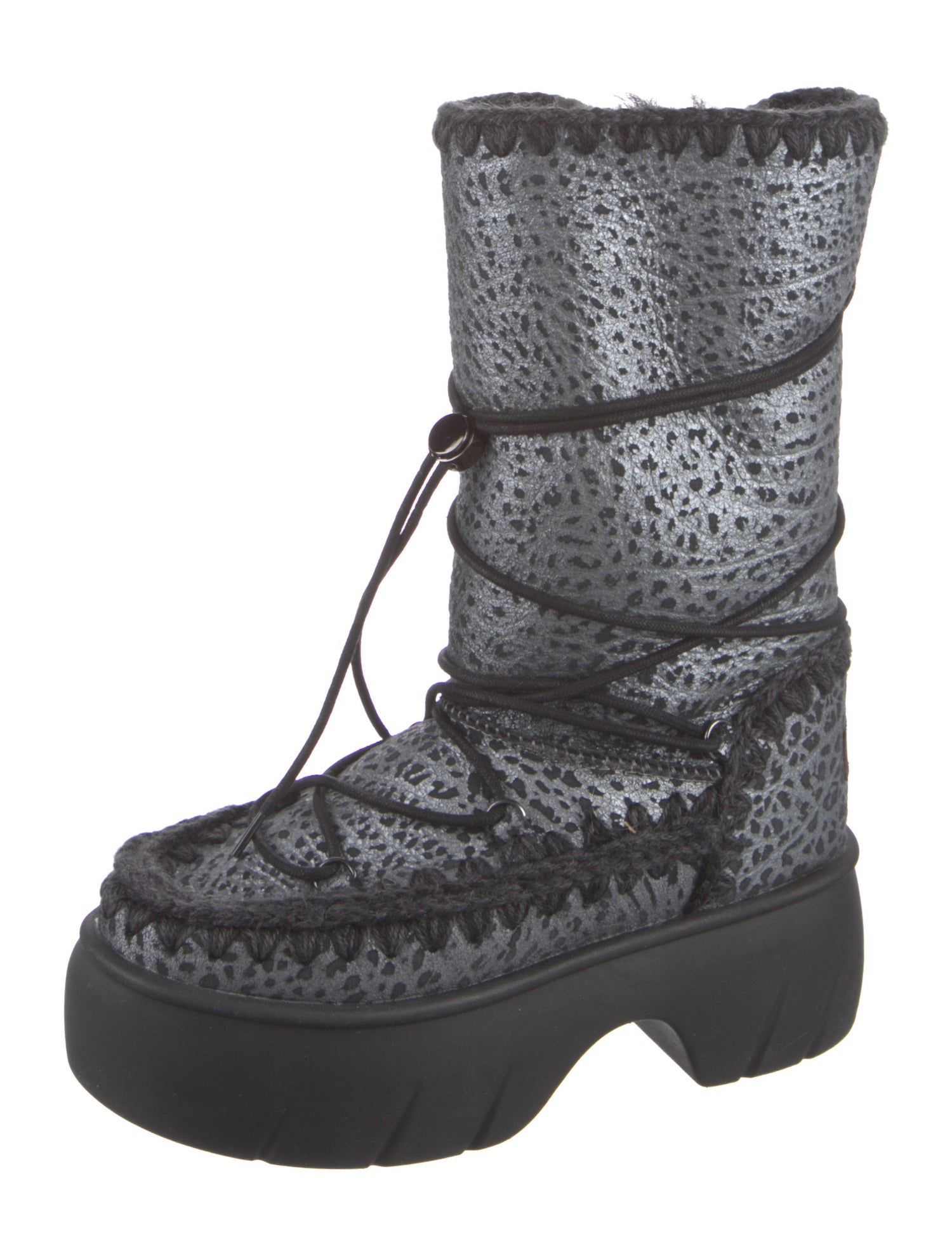 Mou Leather Printed Lace-Up Boots w/ Tags